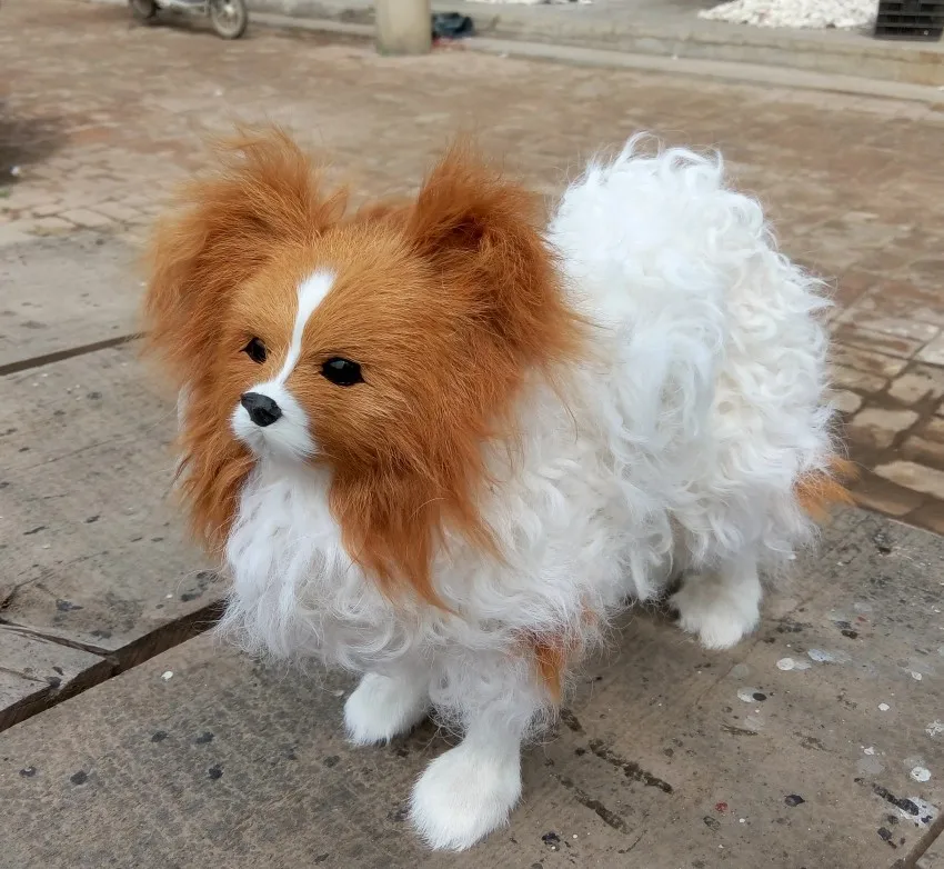 

large Papillon dog large 28x27cm hard model,polyethylene&furry fur dog,prop.decoration toy 1820