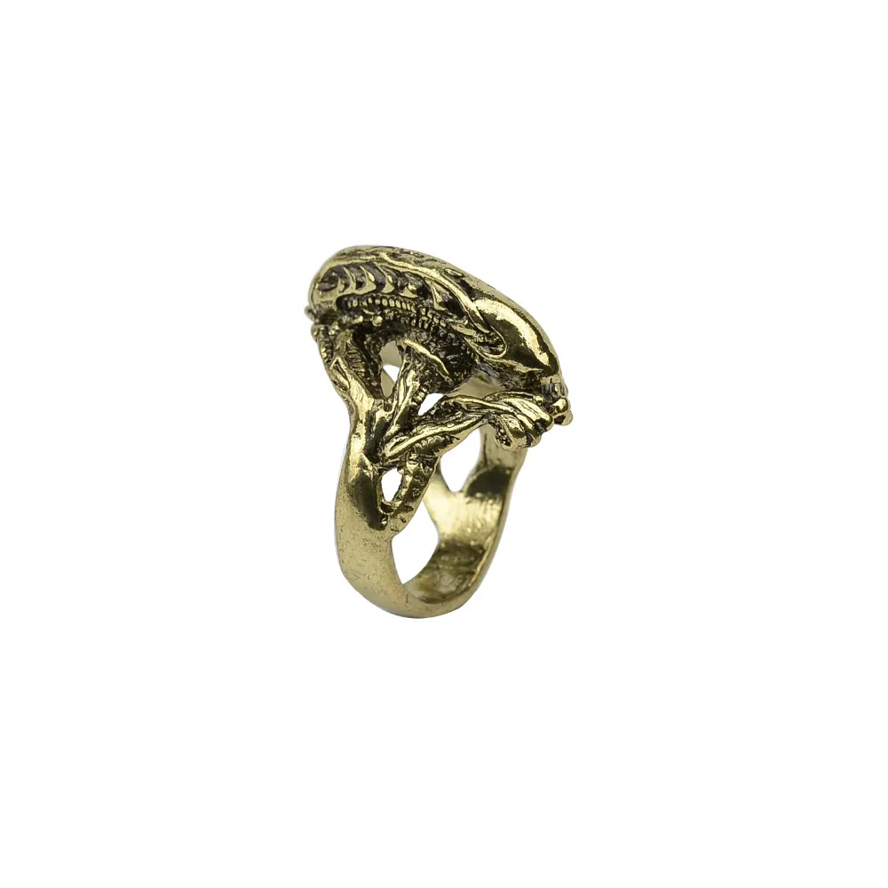 Hot AVP Alien and Predator Punk Ring Alien Warrior Rings Cool Jewelry Animal Skull Biker Ring For Men Women