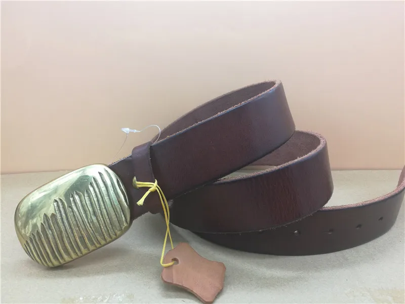 

100% leather belt thick high quality copper buckle belt luxury men's leather business belt versatile jeans belt