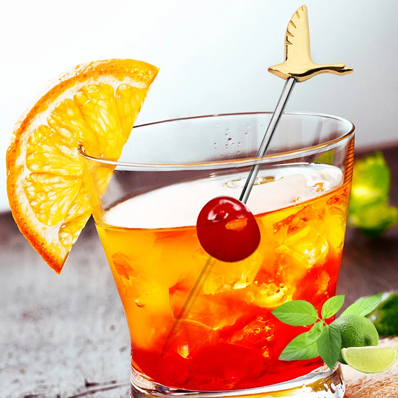 Cocktail Pick Stainless Steel Fruit Sticks Bar Tools Drink Stirring Sticks Martini Picks Party Wedding Accessory