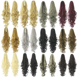 Soowee Black Gray Wavy Synthetic Hair Pony Tail Claw Ponytail Clip In Hair Extensions Hairpiece Hair Accessories for Women