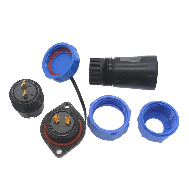 SP2110 flange waterproof connector SP21 2/3/4/5/7/9/12 Pin IP68 power cable connector Male plug and Female socket