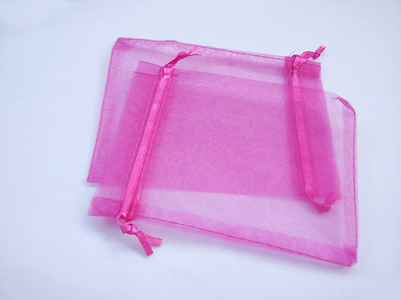 1000pcs 15*20 Rose Red gift bags for jewelry/wedding/christmas/birthday Organza Bags with handles Packaging Yarn bag