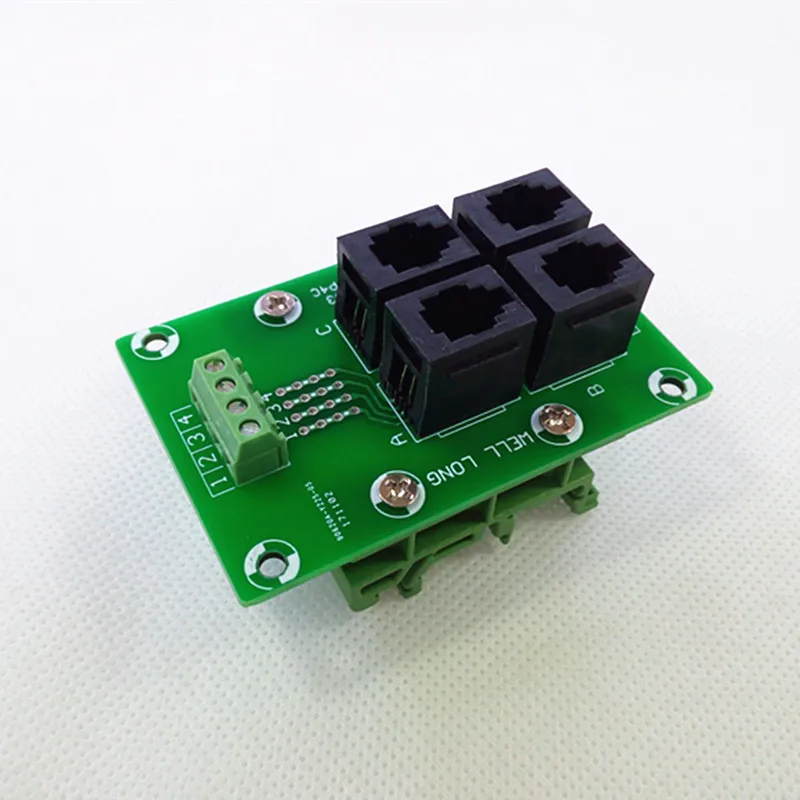 2PCS/Lot RJ9 4P4C Jack 4-Way Buss Breakout Board, Terminal Block, Connector.