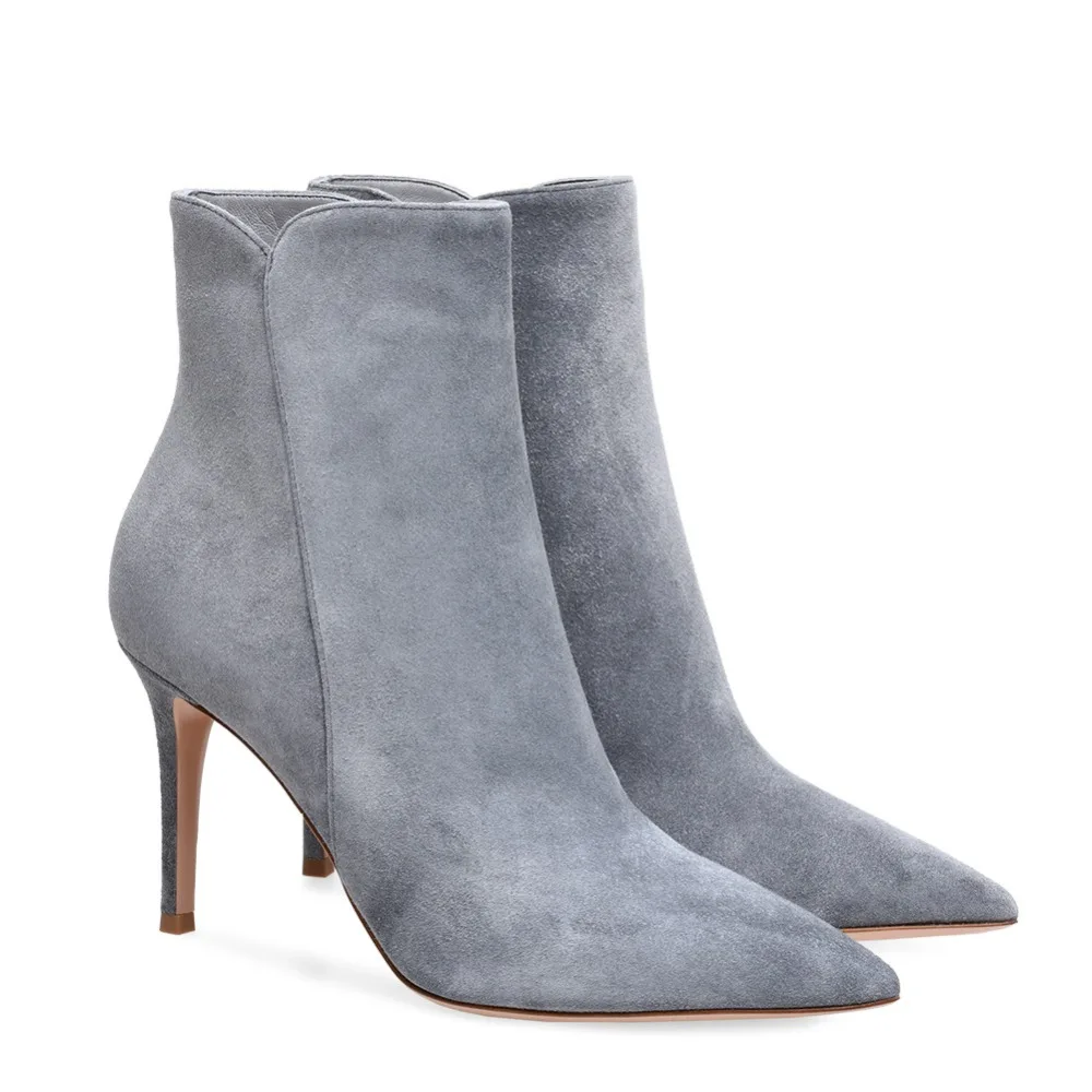 Winter High Heel Ankle Bootie Women Plus Big Size Bootie Daily Shoes Pointed Toe Pumps Black White Red Grey Brown