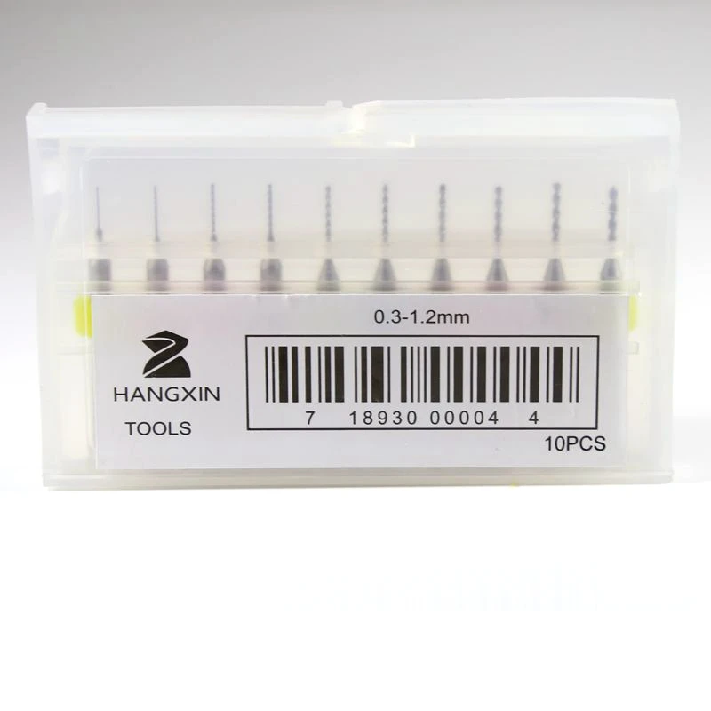HANGXIN-0.3-1.2mm 10PCS 텅스텐 카바이드 금속 마이크로 드릴 CNC 라우터 목재 드릴 전기 드릴 도구 PCB 드릴