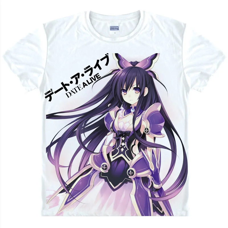 Coolprint Anime Shirt DATE A LIVE T-Shirts Multi-style Short Sleeve Kotori Itsuka Tohka Yatogami Cosplay Motivs Hentai Shirts