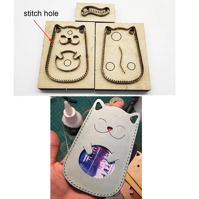 

3pcs Japan Steel Blade DIY leather craft cute cat card holder bag die cutting knife mould hand machine punch tool set 115x78mm