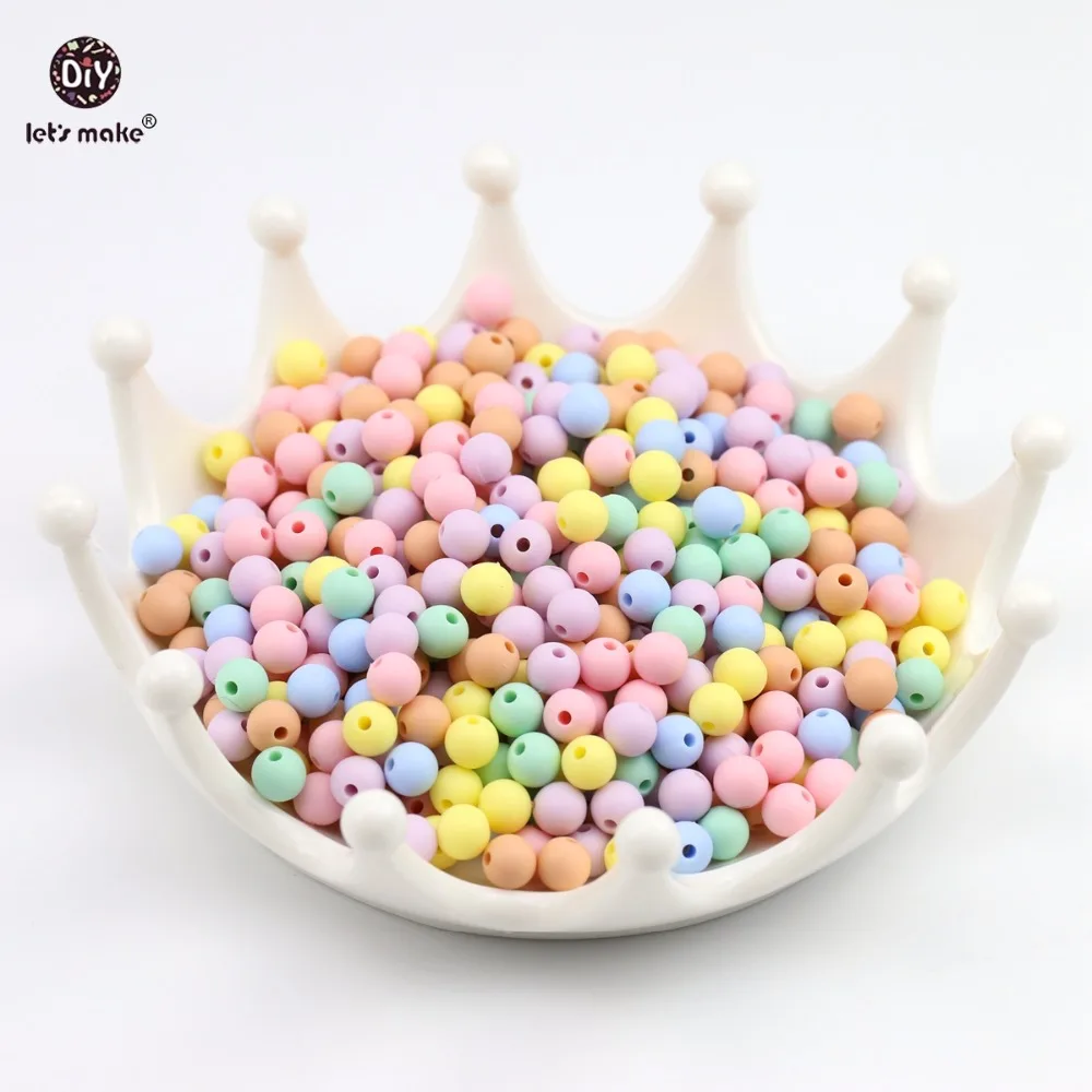 

Let's Make Baby Teething Balls Silicone Beads 100pc 9mm Candy Colors Sensory Food Grade DIY Nusring Jewelry Accessories Beads