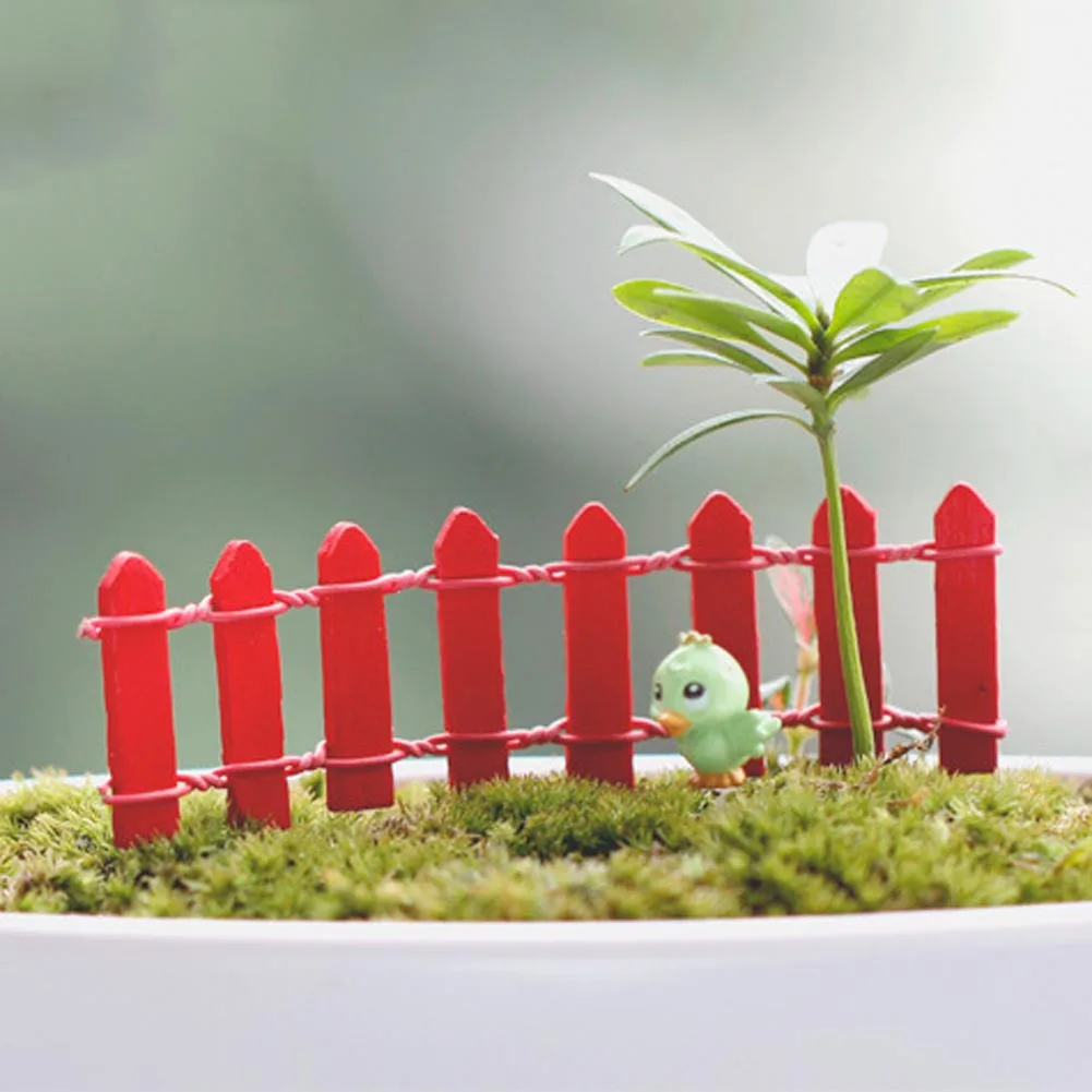 1Pcs Miniature Mini Wood Fence DIY Fairy Garden Micro Dollhouse Plant Pot Decor Bonsai Terrarium Ornament DIY Miniature Garden