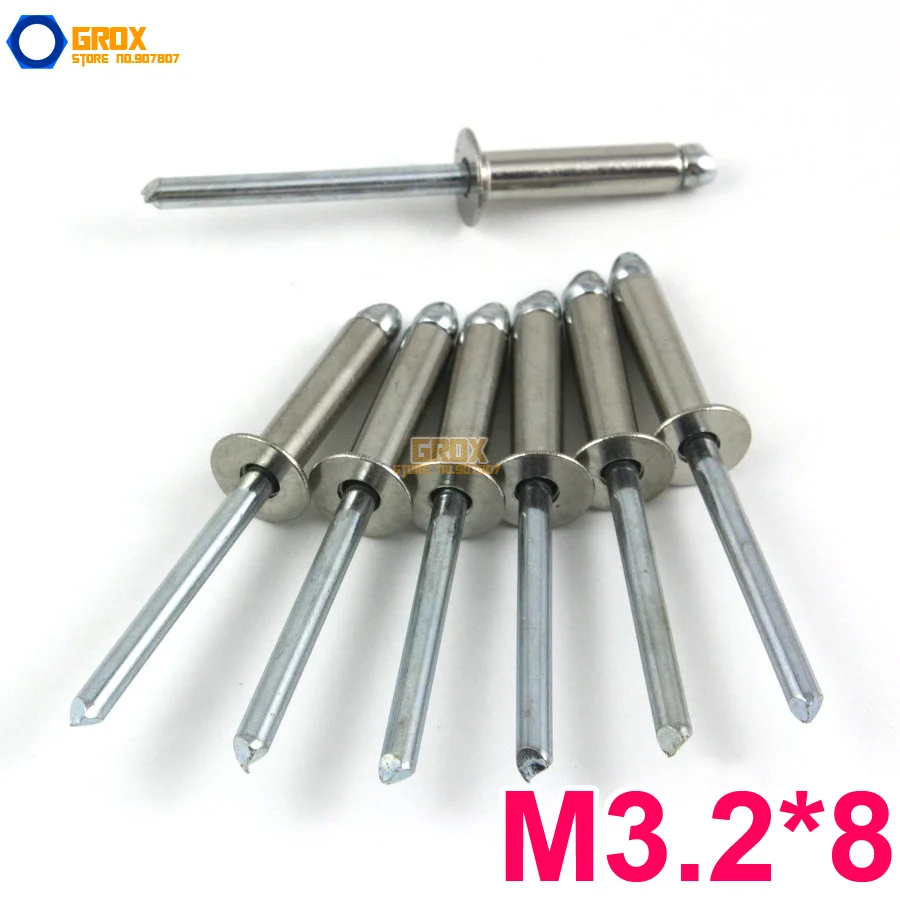 

100 Pieces M3.2*8 Aluminum Countersunk Blind Rivet Pop Rivet Open End