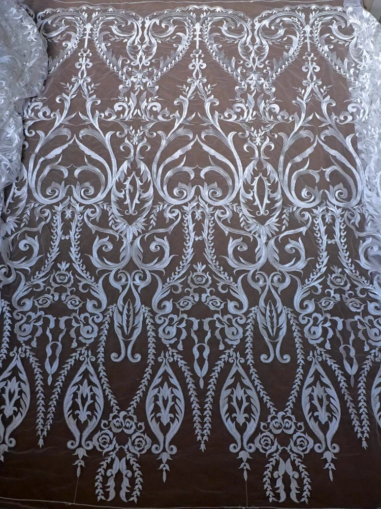 La Belleza  Beautiful Large pattern off white rayon  lace fabric 51\'\' width