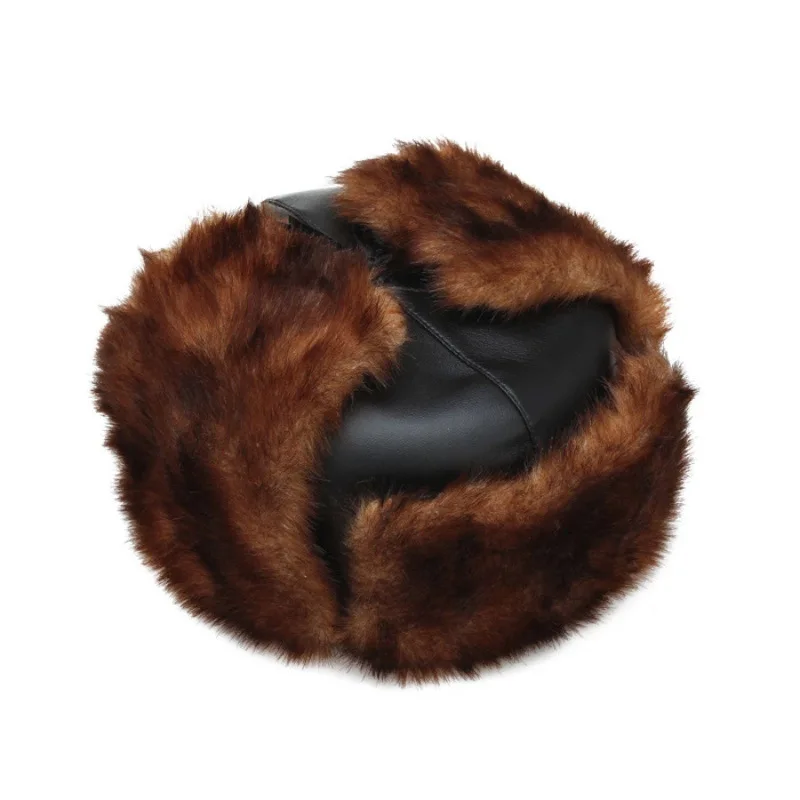 

Lady Warm Lei Feng Hat Men's Winter Outdoor Thickened Bomber Hats Elderly Ear Protection Warm Fur Cap Windproof Warm Cap B-8544