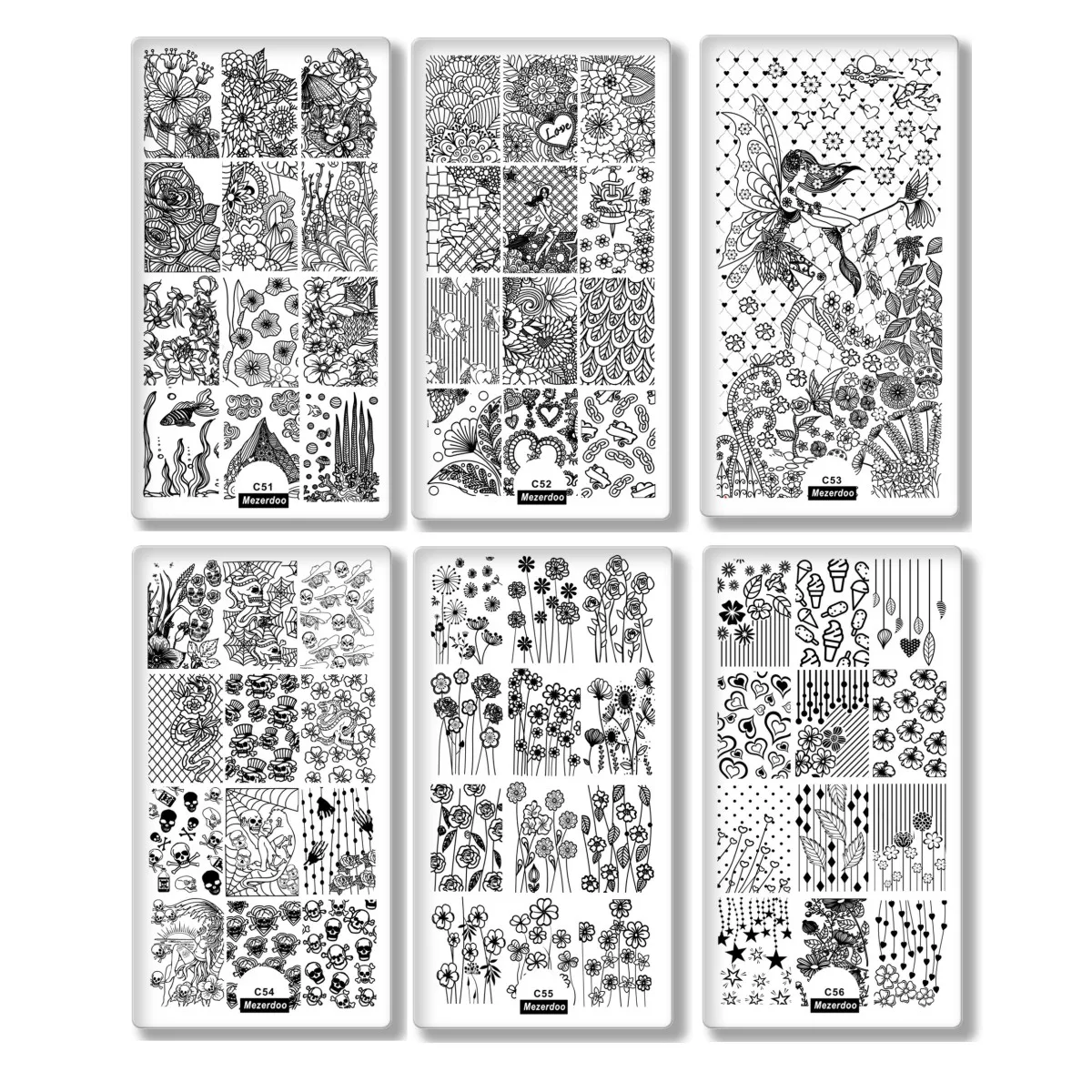 1Pcs Rectangle Stamping Template Fairy Tales Constellation Nail Art Image Plate Japanese Geisha Puppy Manicure Stencil Tools