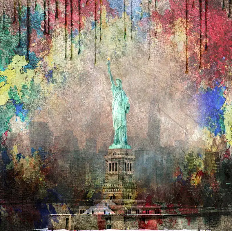 10x10ft Abstract Concrete Wall Liberty Statue Seamless Washable Wrinkle Free Photo Background Backdrop Thicker Polyester Fabric