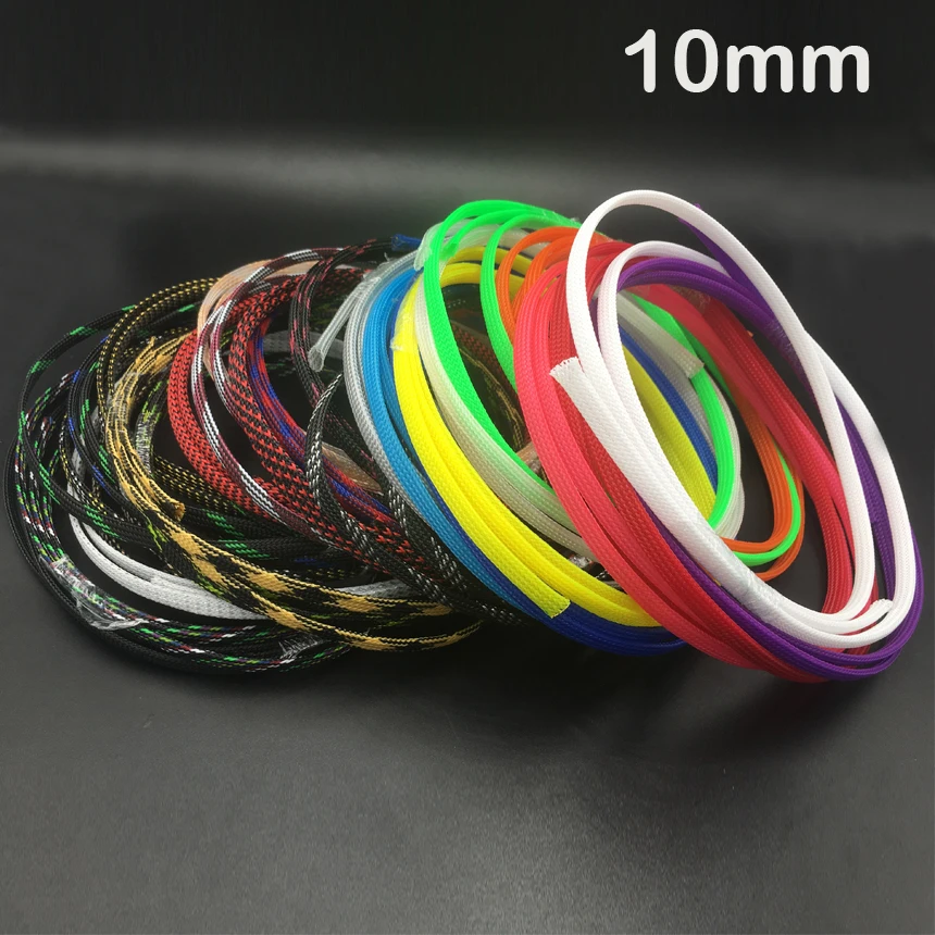 

10mm Green Yellow Pink Red High Density Mesh Guard RC Car Expandable Nylon Snakeskin Braid PET Protect Sheath Wire Cable Sleeve