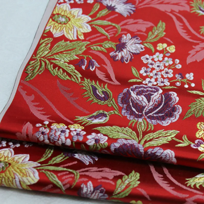 CF558  Peony Jacquard Brocade Red/Blue/Black Fabric Chinese Wedding Fabric Chinese Brides Dress Clothes Patchwork Fabric For Sew