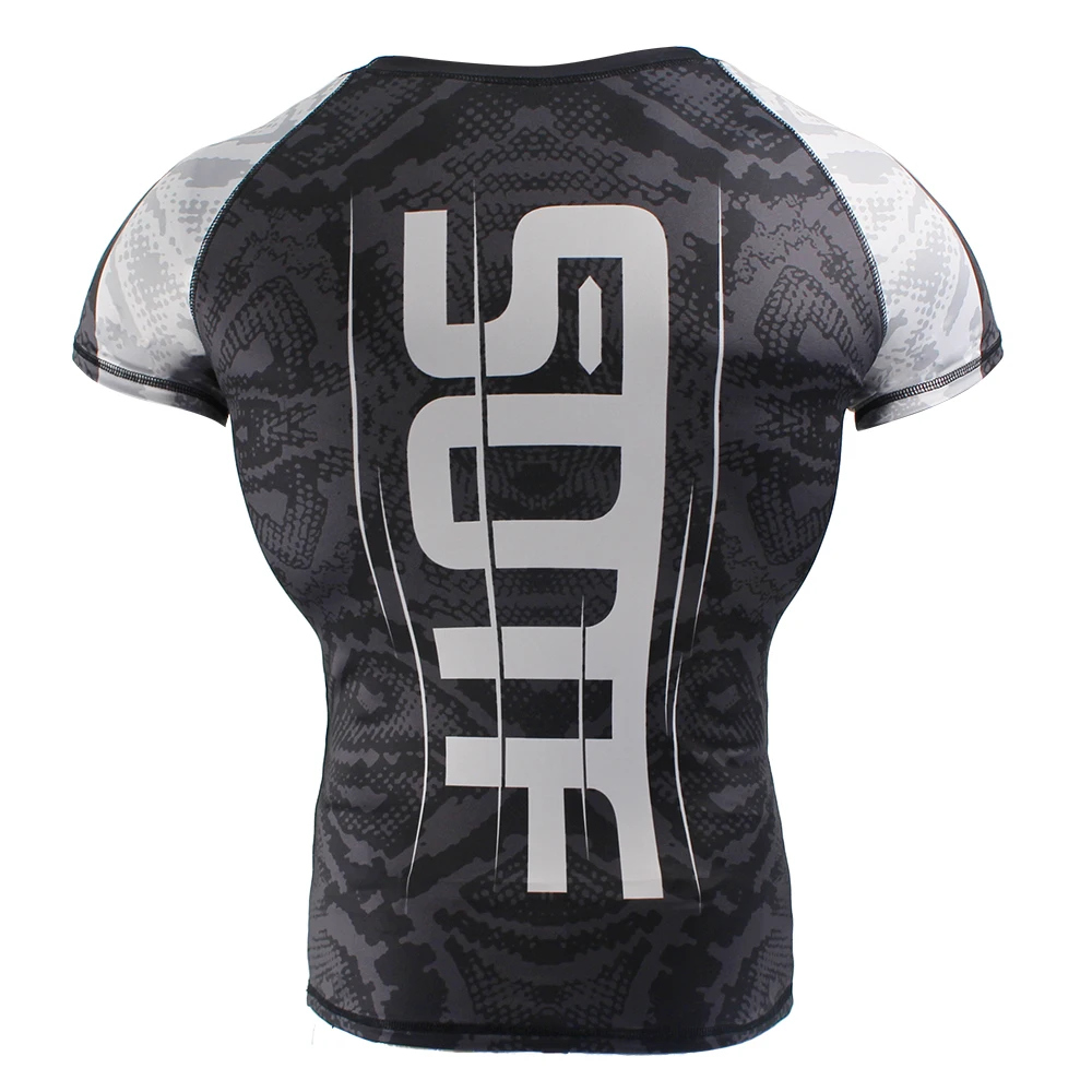 SOTF skala węża z krótkim rękawem fitness MMA koszulki bokserskie tygrys muay thai rashguard jiu jitsu król boks t shirt mma kompresja