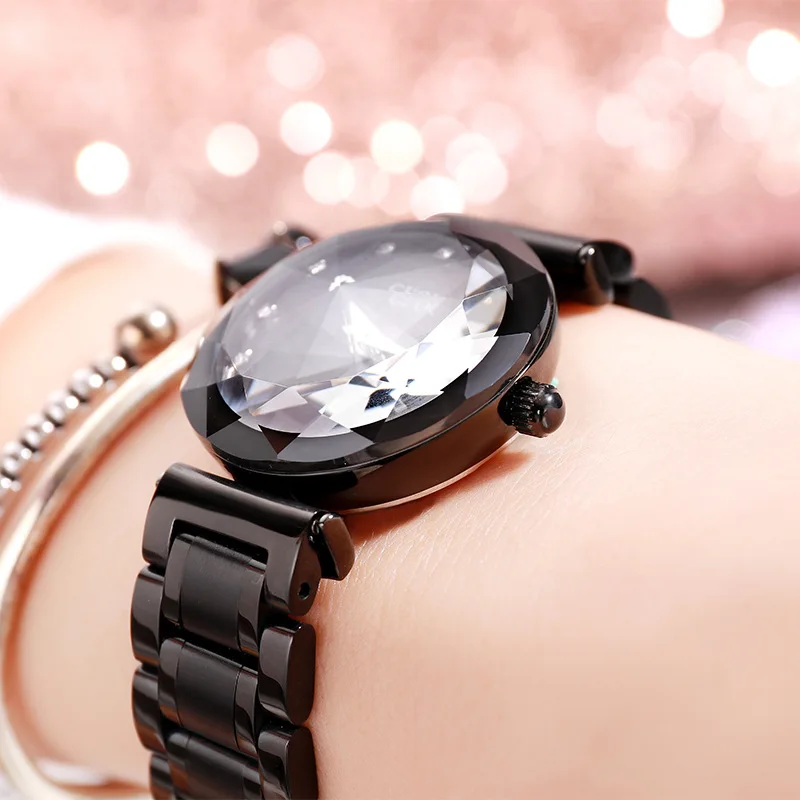 2018 Fashion Reloj Mujer Guou Brand Female Black Steel Strap Quartz Watch Small Size Clock Ladies Girls Women Dress Wrist Watch