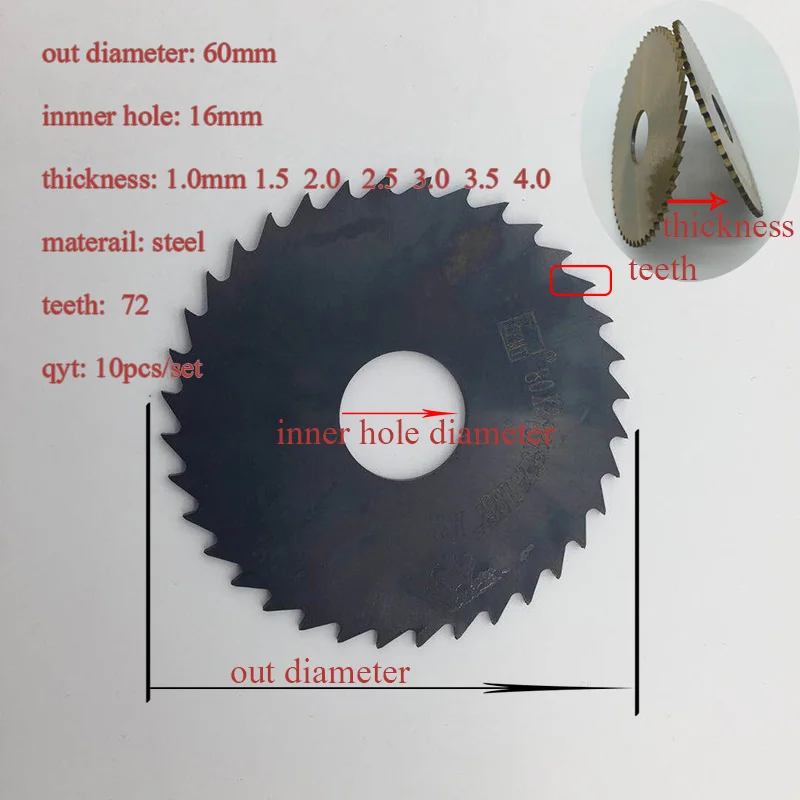 1pc D60 HSS Seghe Lama per cerchio Power Tool HSS Seghe lama