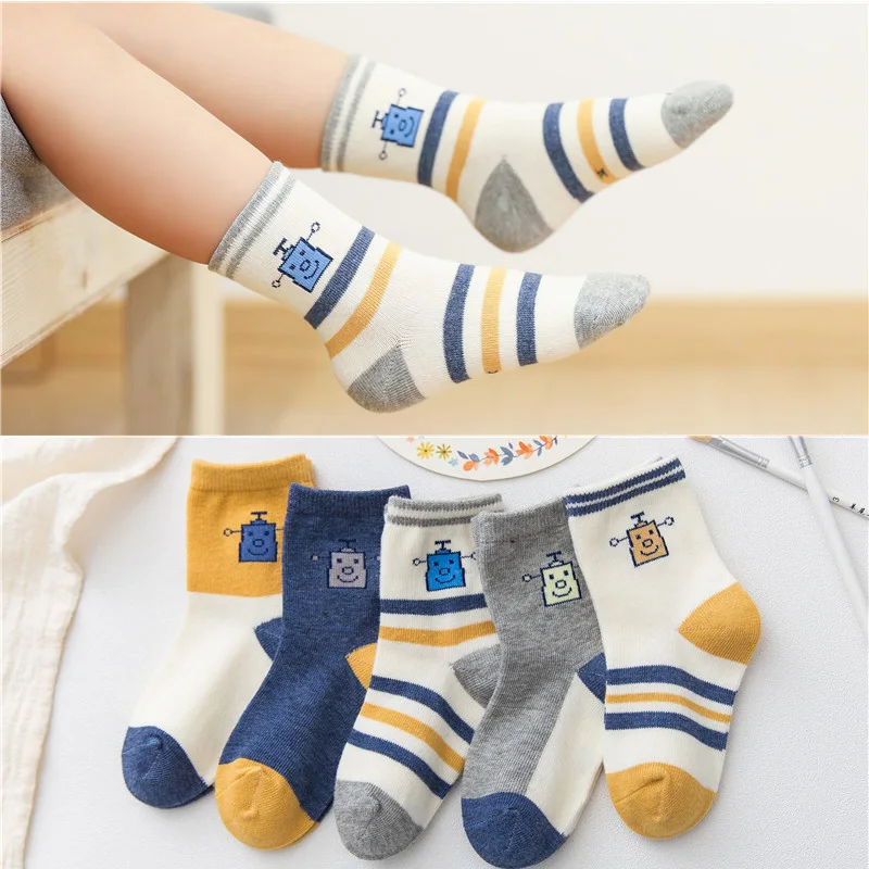 

5 Pairs/Lot Cotton Children Kids Socks for Boys Girls Winter Fall Spring Wear Multi Color Fashion Sports Casual Socks Baby Kids