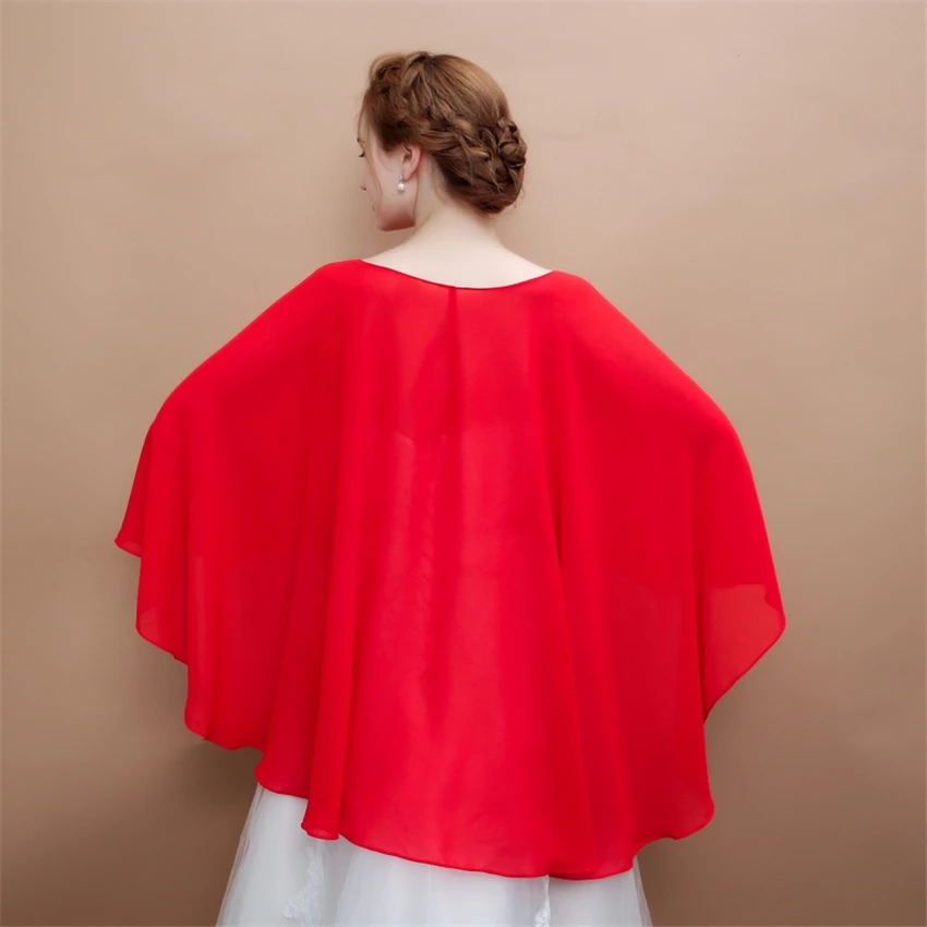 Hi-lo Chiffon Da Sposa Bolero di Cerimonia Nuziale Mantelli Delle Donne Dello Scialle Dell'involucro per il Partito di Sera Chaqueta Chale de fiesta mujer da sposa etole Mariage