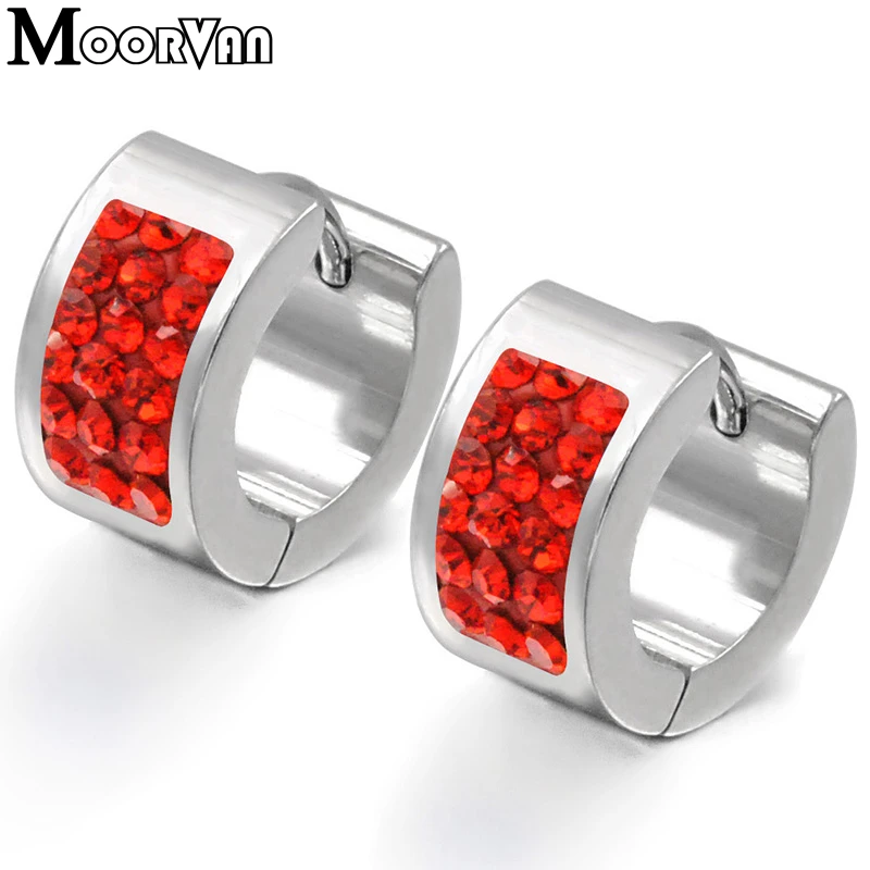 Moorvan 2025 Fashion Stainless Steel Earrings Stud, Crystal Women Earrings VE300