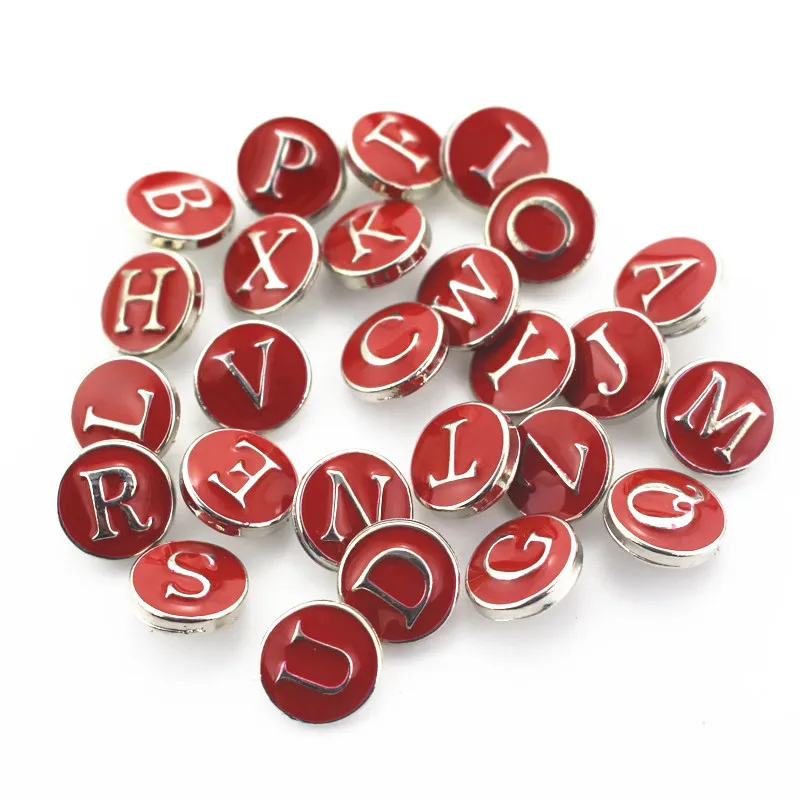 52pcs/lot Enamel A-Z Alphabet Snap Buttons fit 12mm Ginger Button Snap Bracelet&Bangles Letters DIY Snap Jewelry Charms