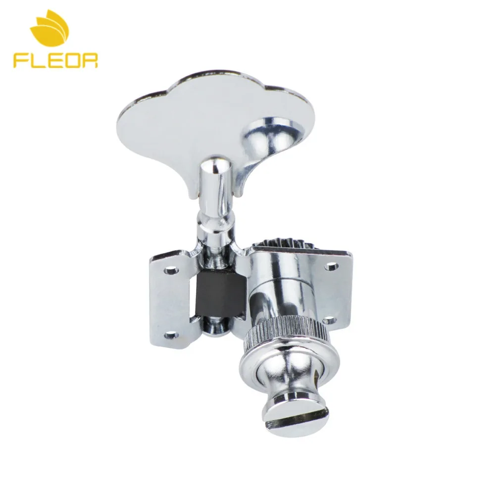 FLEOR 5pcs 4R1L Electric Bass Tuners Machine Heads Tuning Pegs Chrome For 5 String Bass