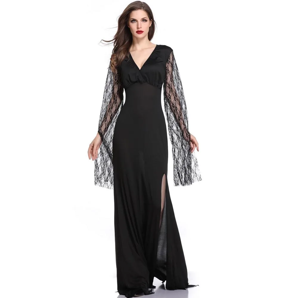 2019 Costume da strega per adulti Sexy abiti da strega di Halloween per le donne abbigliamento di carnevale Costume da fata vestito lungo da festa Cosplay