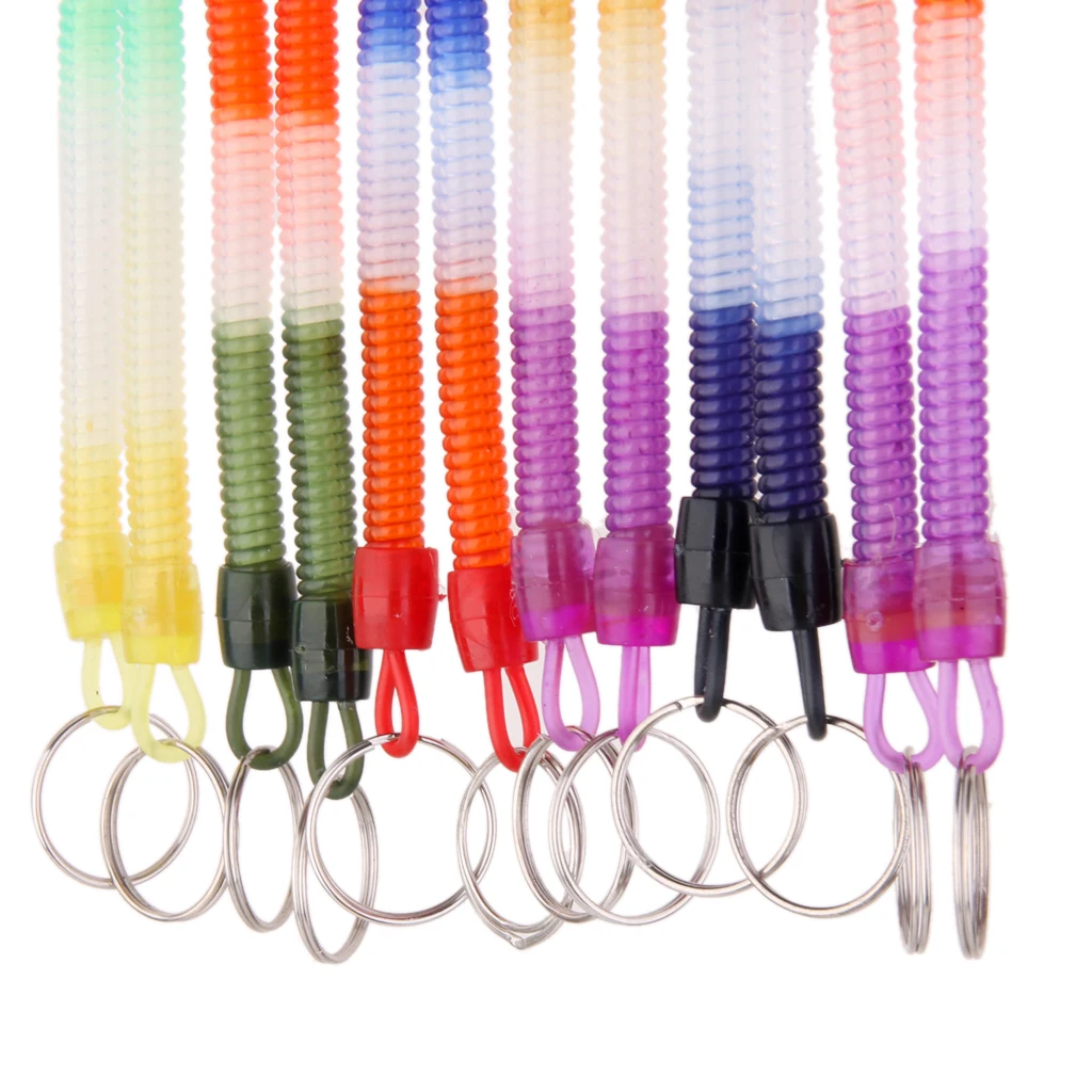 12 Pcs Spring Spiraal Intrekbare Sleutelhanger Clips Spiral Stretch String Sleutelring Sleutelhanger Voor Sleutels Nagelknipper