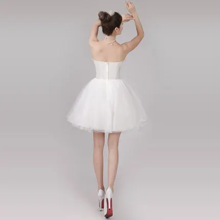 short tutu white feather decoration stage performance short ball gown lovely short dress/can customs size