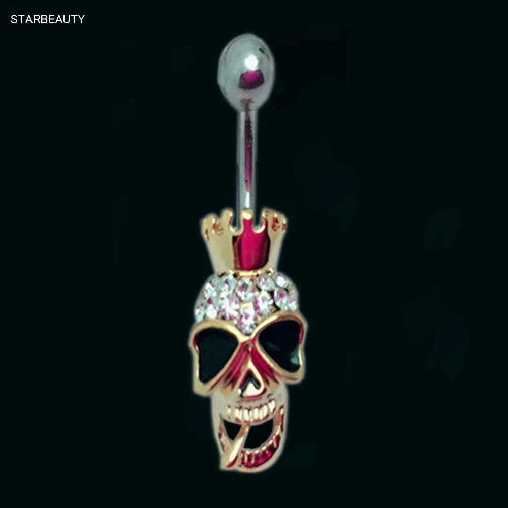 Royal Crown Smoking Skull Belly Button Ring Summer Body Piercing Navel Ring, Sexy Smile Punk Perforacion Pircing Penetrante