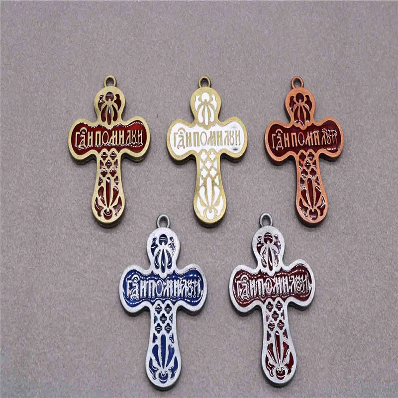 Ortodoks Cross Medali Liontin, Ortodoks Cross Vintage Pesona Cross Medali Liontin .. 20 Pcs