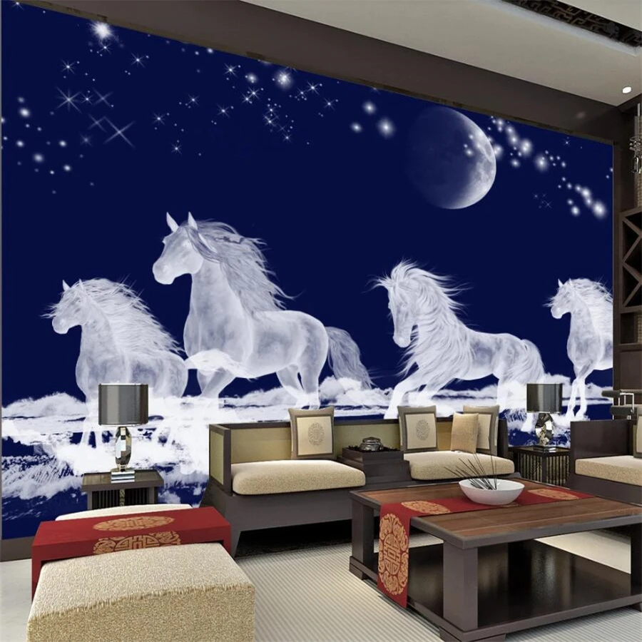 Custom wallpaper 3d stereo photo murals running horse TV background wall living room bedroom mural papel de parede 3d wallpaper