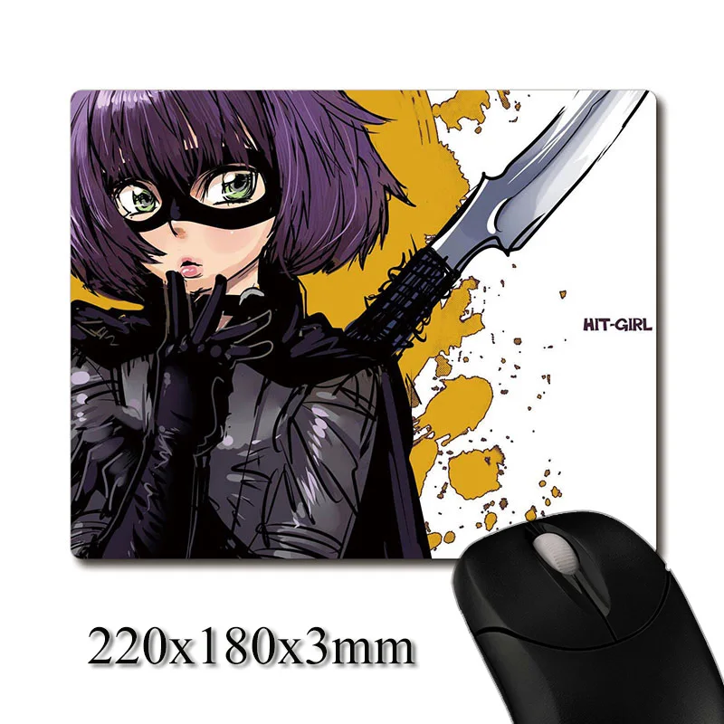 Cute Hit Girl Hand Drawn Cartoon CG printed Heavy weaving anti-slip rubber pad office mouse pad Coaster Party gifts 220x180x3mm