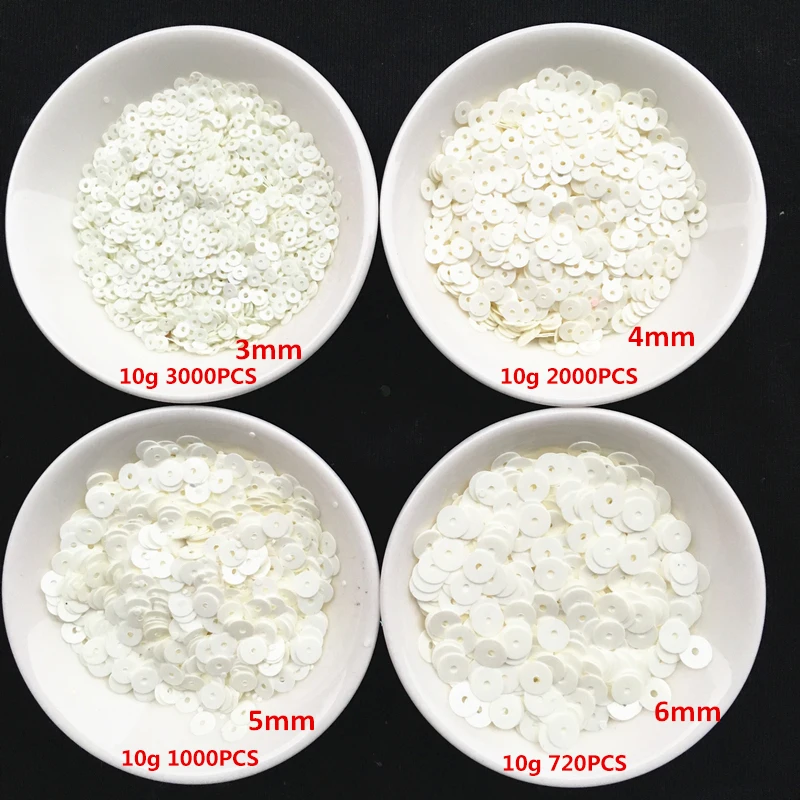 無地の牛乳色3mm 4mm 5mm 6mmフラットラウンドルーズスパンコールペイレット縫製結婚式の紙吹雪クラフト、女性の衣類アクセサリー