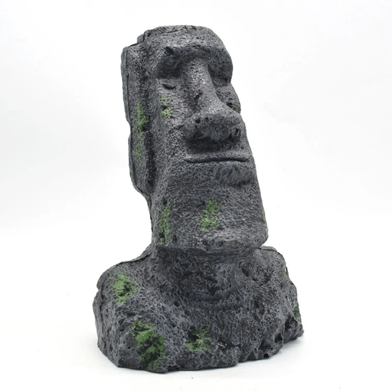 Easter Island Stone Statue Ornament Fish Tank Aquarium Decoration Terrarium Reptile Tank Artificial Stone Home Decor Background