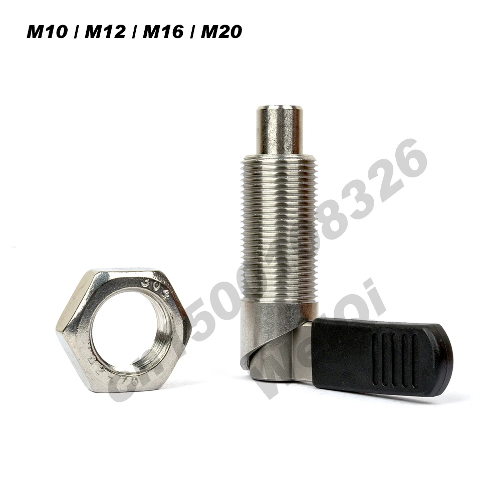 Locking spring screw Indexing plungers ,lever type , stainless steel ,with lock nut ,fine thread M10*1M12*1.5 M16*1.5 M20*1.5
