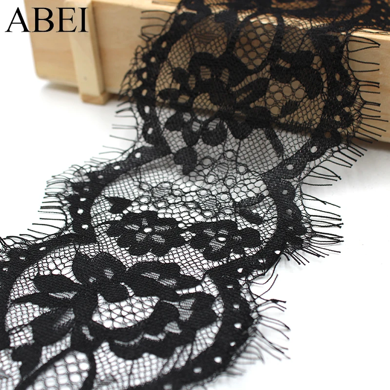 11cm 3Meters Nylon Black Eyelash Lace Trims DIY Sew Lace Fabric Party Dress Clothes Edge Embellishment Wedding Hometexile Craft