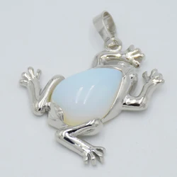 Women Men Natural Purple Crystal Opal Tiger Eye GEM Stone Bead Pendant Frog Animal Fashion Jewelry Making Choker Charm Wholesale