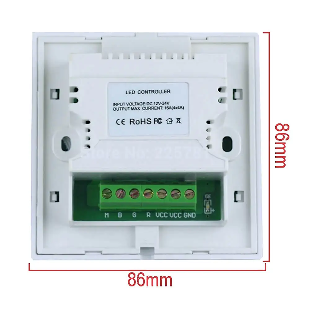 Pannello di tocco del regolatore di RGBW del commutatore del montaggio della parete regolatore della striscia del dimmer di 4 canali per DC12V-24V