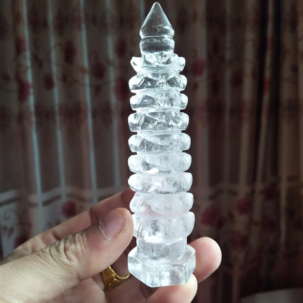 Natural Quartz Crystal Tower Real Stone Carving Wand Point Wen Chang Towers Home Room Decor Spiritual Meditation Wicca Healing