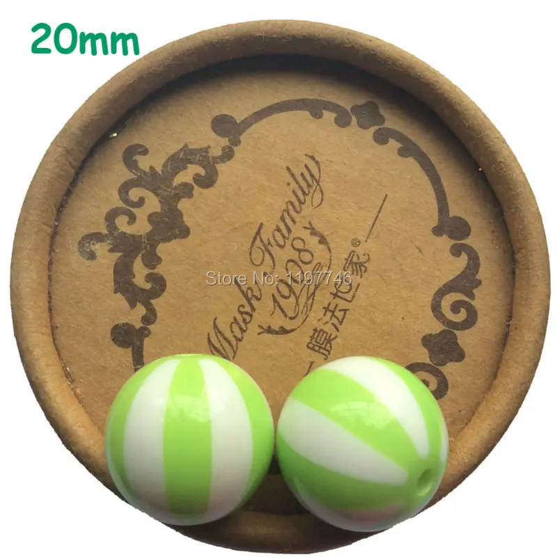 

Green Round Stripe Resin Ball Beads Watermelon Beach Chunky Bubble Gum Beads 20mm 110pcs For DIY Jewelry Making Handmade Gift