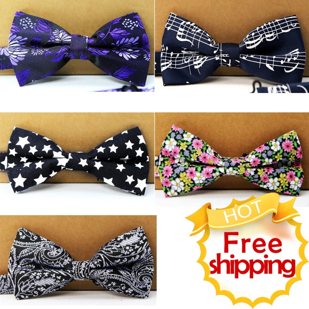 Free Shipping Multicolor Floral Pattern Print Tuxedo Bow Tie Pre-tied Mens Marriage Party Bow ties Adjustable For Men Brand New