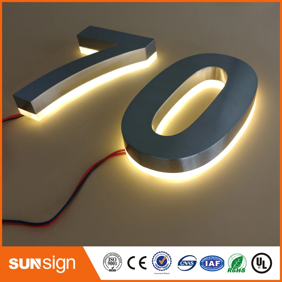 H 15cm cheap backlit brushed stainless steel letter led sign