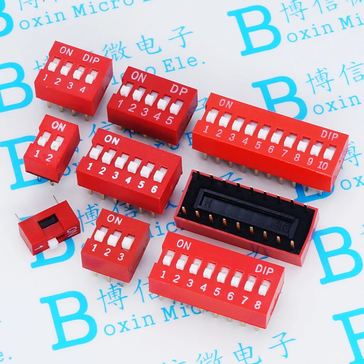 

10Pcs Red Slide Type Switch Module 1 2 3 4 5 6 7 8 10 PIN 2.54mm Position Way DIP Pitch Toggle Switch Snap Switch Dial Switch