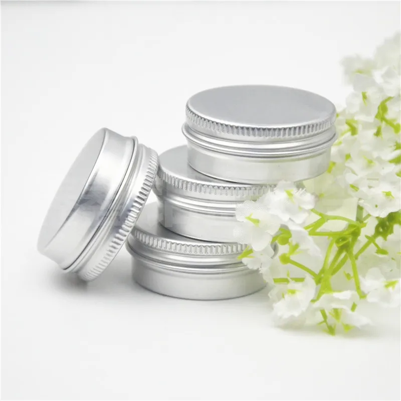 

100pcs/lot 15g silver Aluminum Cream Jar Pot Nail Art Makeup Lip Gloss 15ml Cosmetic Metal Tin Containers 40*17mm