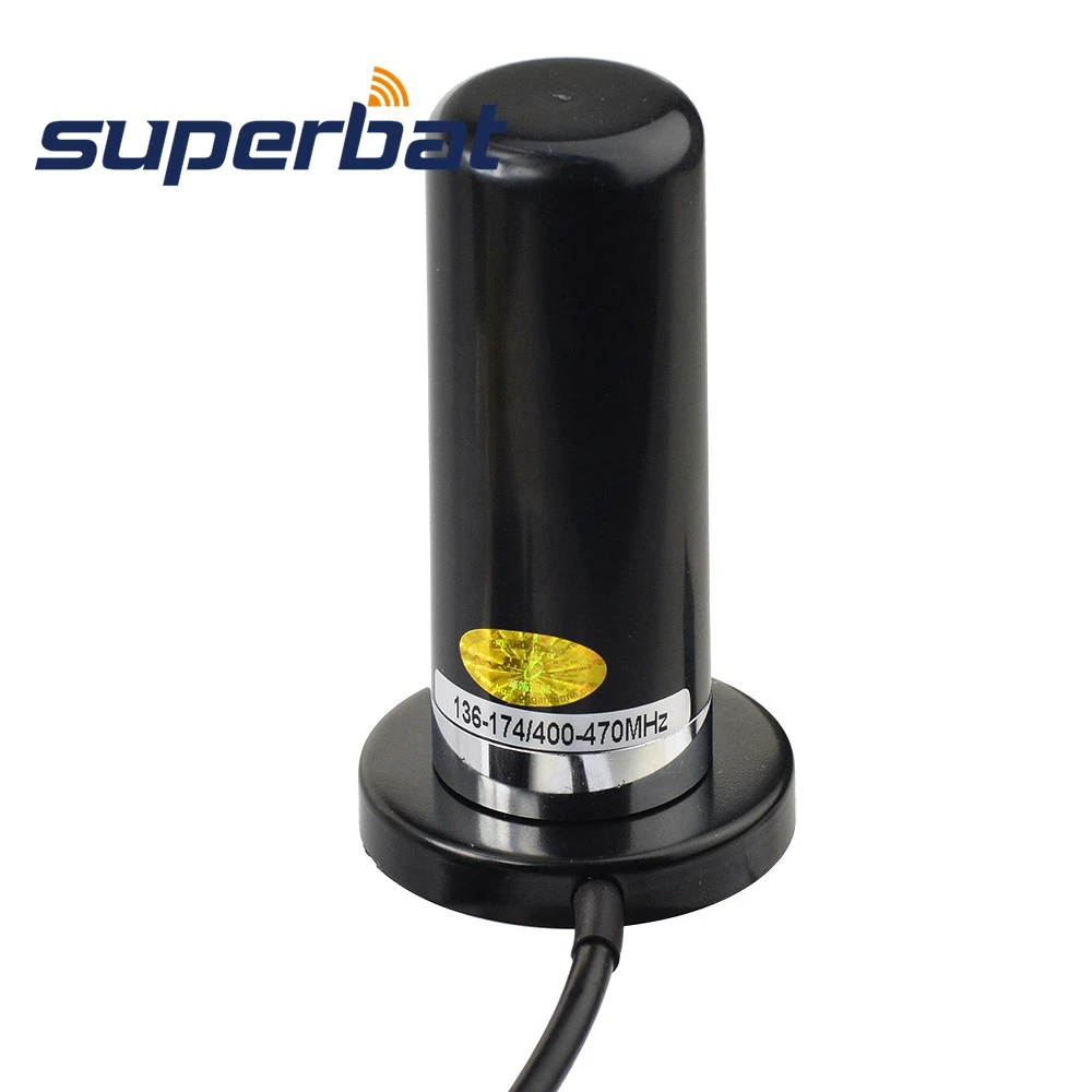 Superbat vhf/uhf banda dupla veículo/carro rádio móvel 9cm base magnética montagem antena 5m cabo e bnc para adaptador de conector uhf