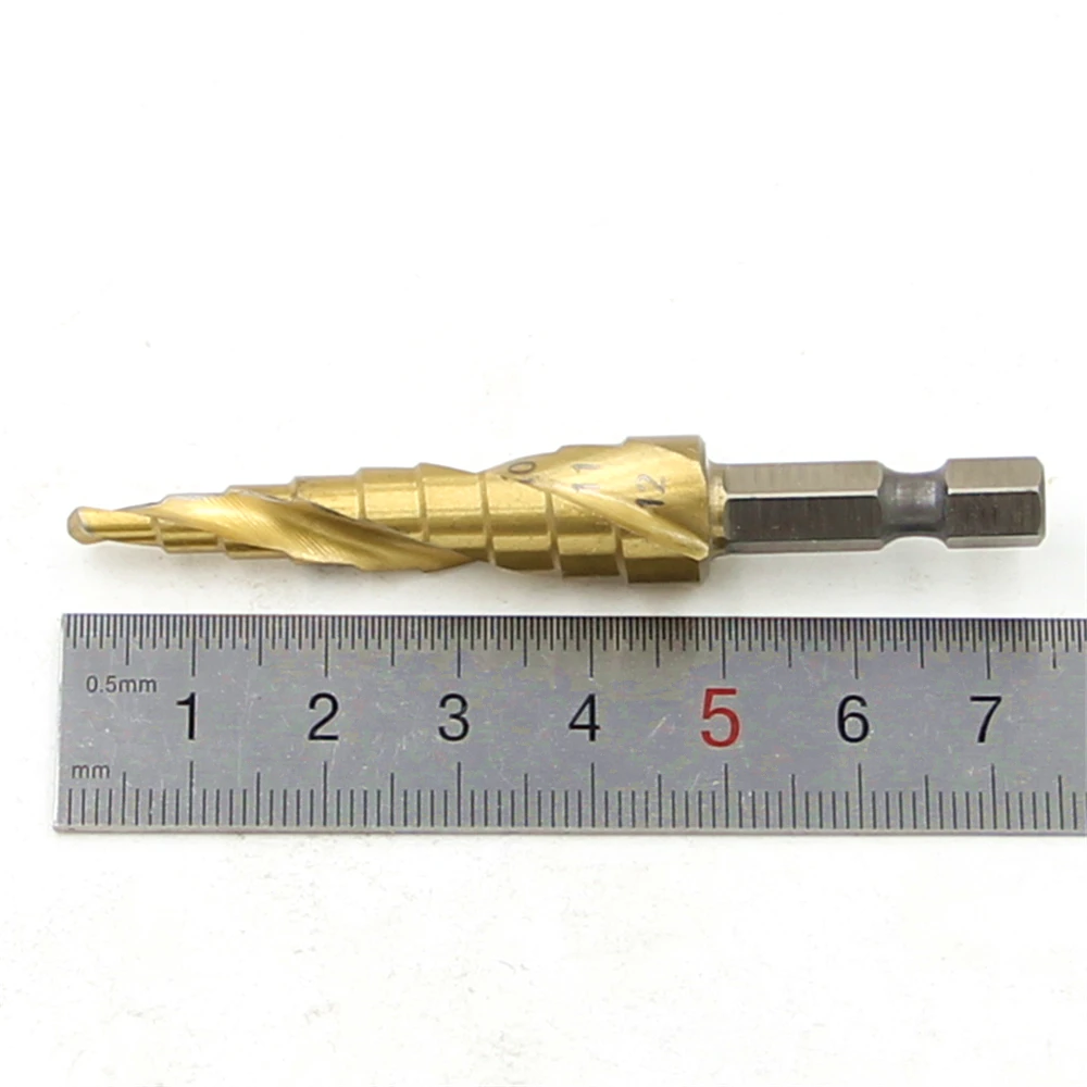 Hss 9 brocas passo 4mm-12mm, ferramenta elétrica espiral de ranhura 1/4 ", haste hexagonal, preço de atacado, perfuração de metal de alta qualidade, titânio